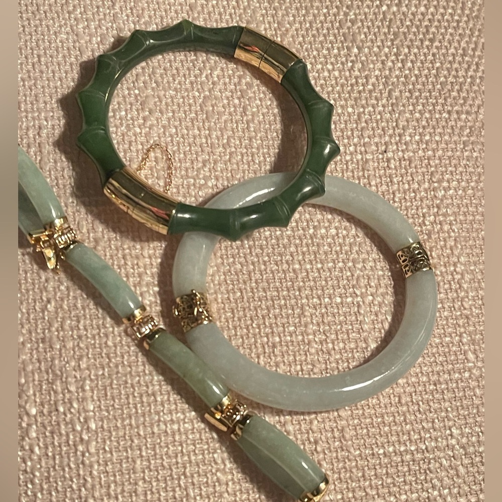 Bundle 3 jade 14k gold genuine jade